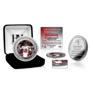 Tom Brady Tampa Bay Buccaneers Highland Mint NFL Career Passing Yards Record 1 Troy Ounce .999 Fine Silver Coin