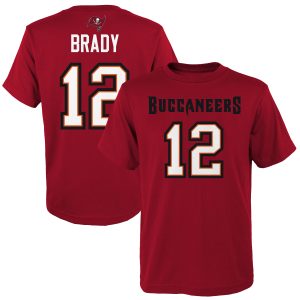 Youth Tampa Bay Buccaneers Tom Brady Red Mainliner Player Name & Number T-Shirt